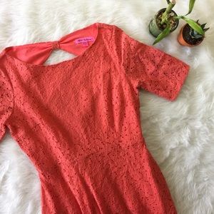 Betsy Johnson Coral Lace Hi-Lo Dress